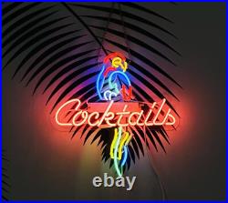 Cocktails Parrot Beer 17 Acrylic Neon Sign Lamp Light Artwork Hanging Bar LE
