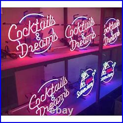 Cocktails and Dreams Glass Neon Signs Beer Bar Club Bedroom Glass Neon black