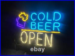 Cold Beer Open Lamp Neon Light Sign Beer Man Cave 4 Colors Approximately 16x12