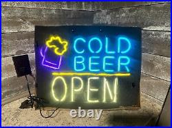 Cold Beer Open Lamp Neon Light Sign Beer Man Cave 4 Colors Approximately 16x12