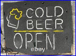 Cold Beer Open Lamp Neon Light Sign Beer Man Cave 4 Colors Approximately 16x12