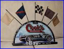 Cooks Beer 1940's Indy 500 race sign reverse paint glass no porcelain or neon