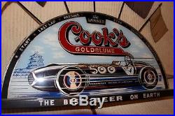 Cooks Beer 1940's Indy 500 race sign reverse paint glass no porcelain or neon