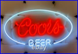 Coors Beer Oval 17x14 Neon Sign Bar Light Real Glass Club Decor Night Gift