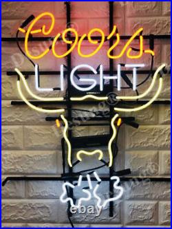 Coors Light Angry Bull Ox Beer 20x16 Neon Lamp Light Sign Wall Decor Display