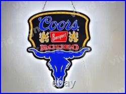 Coors Light Beer Cowboy Rodeo Bull Rider Boot 16 Vivid LED Sign Neon Lamp Bar