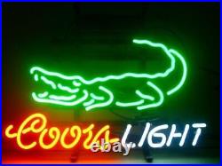 Coors Light Beer Crocodile Aligator 24x20 Neon Sign Light Lamp Bar Wall Decor