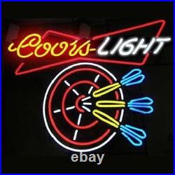 Coors Light Beer Dart Darts 17x14 Neon Light Sign Lamp Game Room Glass Decor