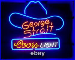Coors Light Cowboy Hat Beer 20x16 Neon Sign Bar Real Glass Man Cave Light Lamp