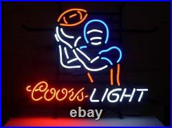Coors Light Football Player Neon Sign 20x16 Lamp Beer Night Party Club Decor