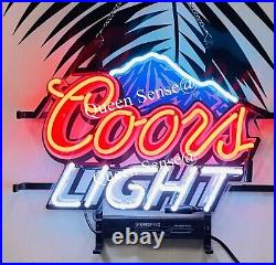 Coors Light Mountain Beer 17x14 Neon Light Sign Lamp Bar Pub Open Real Glass