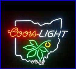 Coors Light Ohio State Neon Sign Light Beer Bar Pub Wall Hanging Artwork 19x15