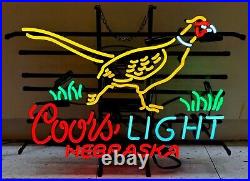 Coors Light Pheasant Nebraska Beer 20x16 Neon Sign Bar Real Glass Light Club