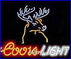 Coors Light Stag Deer Neon Light Sign 17x14 Beer Cave Gift Lamp Real Glass Bar