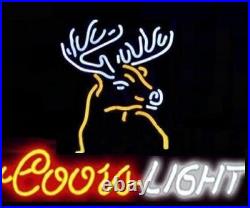 Coors Light Stag Deer Neon Light Sign Beer Cave Gift Lamp Real Glass Bar 17x14