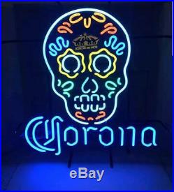 Corona Dia De Los Muertos Hanuted Skull Neon Light Sign 24x20 Beer Cave Decor