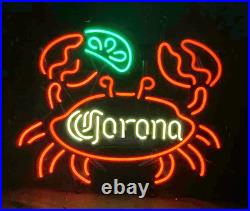 Corona Extra Beer Crab Lime Seafood 20x16 Neon Sign Light Lamp Bar Real Glass