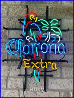 Corona Extra Beer Parrot Bird Palm Tree 17x14 Neon Light Sign Lamp Bar Open