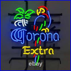 Corona Extra Beer Parrot Palm Tree 20x16 Neon Sign Light Lamp Pub Real Glass