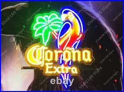 Corona Extra Beer Parrot Palm Tree 24 Vivid LED Neon Sign Lamp Light With Dimmer