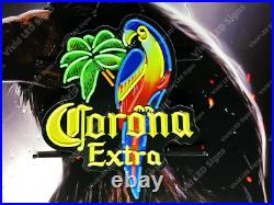Corona Extra Beer Parrot Palm Tree 24 Vivid LED Neon Sign Lamp Light With Dimmer