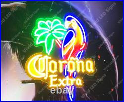 Corona Extra Beer Parrot Palm Tree 24 Vivid LED Neon Sign Lamp Light With Dimmer