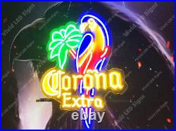 Corona Extra Beer Parrot Palm Tree 24 Vivid LED Neon Sign Lamp Light With Dimmer