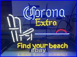Corona Extra Find Your Beach 19x15 Neon Sign Light Beer Bar Pub Wall Hanging
