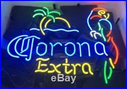 Corona Extra Right Parrot Palm Tree Neon Light Sign 20x16 Beer Glass