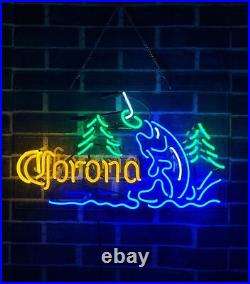 Corona Fish Trees Get Hooked Acrylic 19x15 Neon Light Sign Lamp Beer Bar Decor