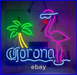 Corona Flamingo Palm Tree Neon Sign Lamp Light Pub Bar Acrylic Beer With Dimmer