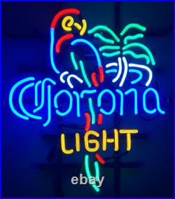 Corona Light Beer Parrot Palm Tree 17x14 Neon Light Sign Lamp Bar Wall Pub
