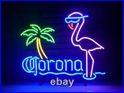 Corona Pink Flamingo Palm Tree Beer 17x14 Neon Light Sign Lamp Pub Wall Decor