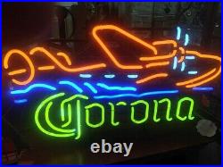 Corona Plane Beer Neon Sign 20x16 Light Lamp Visual Handmade Bar Glass Pub SY