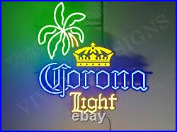 Crown Palm Tree Light Beer 24x23 Vivid LED Neon Sign Lamp With Dimmer Gift