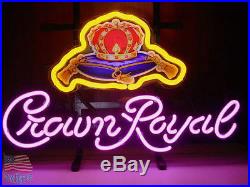 Crown Royal Whiskey Beer Lager Real Glass Neon Sign 17x14 From USA