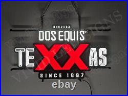 Dos Equis XX Beer Texas 24 Vivid LED Neon Sign Light Lamp With Dimmer