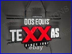 Dos Equis XX Beer Texas 24 Vivid LED Neon Sign Light Lamp With Dimmer