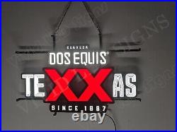 Dos Equis XX Beer Texas 24 Vivid LED Neon Sign Light Lamp With Dimmer