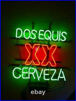Dos Equis XX Cerveza Beer Neon Lamp Sign 17x14 Bar Light Glass Artwork Decor