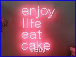 Enjoy Life Eat Cake Real Neon Sign Beer Bar Light Home Decor Hand Made Artwork