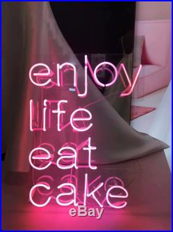 Enjoy Life Eat Cake Real Neon Sign Beer Bar Light Home Decor Hand Made Artwork
