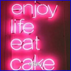 Enjoy Life Eat Cake Real Neon Sign Beer Bar Light Home Decor Hand Made Artwork