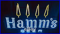 Extra Large Vintage 1960s -70s Hamms Beer 4 Pine Tree Lighted Neon Sign 3 Ft Bar