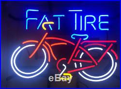 Fat Tire Bicycle Bike Beer Room Man Cave Real Glass Handmade Neon Sign 17x14