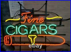 Fine Cigars Cigarette Neon Light Sign 17x14 Beer Lamp Open Glass Decor Artwork