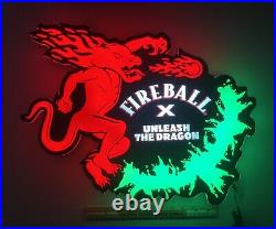 Fireball Dragon Whiskey Animated Beer 3 Color LED Sequencing Sign Not Neon Bar