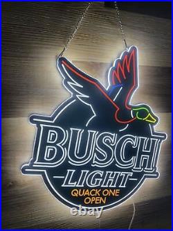 Flying Duck Open Beer Hunters Vivid 2D LED 20 Neon Sign Light Lamp Wall Decor