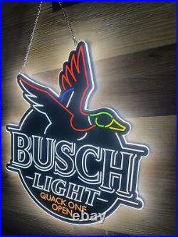 Flying Duck Open Beer Hunters Vivid 2D LED 20 Neon Sign Light Lamp Wall Decor