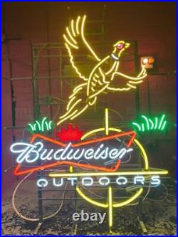 Flying Pheasant Hunters Outdoors Lager Beer 24x24 Neon Light Sign Lamp Decor